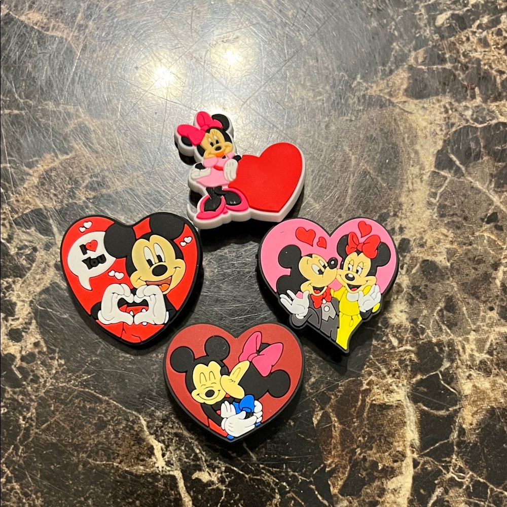 Disney Mickey and Minnie Heart Pin Set - Red, Black, Pink